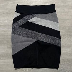 2B Bebe Black and Gray Asymmetrical Skirt- Size XS